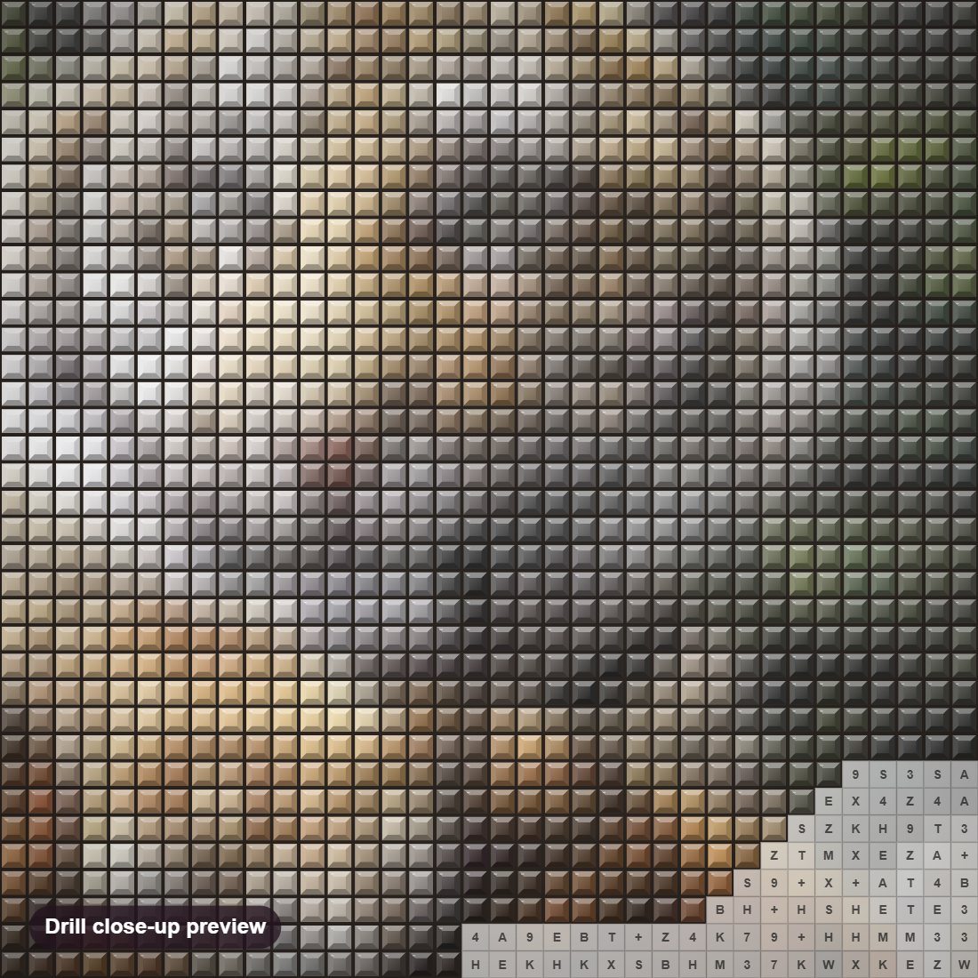 Close-up preview of the Sumatran Tiger Cub And Mother diamond painting with square 5D drills and printed canvas symbols