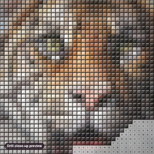 Close-up preview of the Sumatran Tiger II diamond painting with square 5D drills and printed canvas symbols
