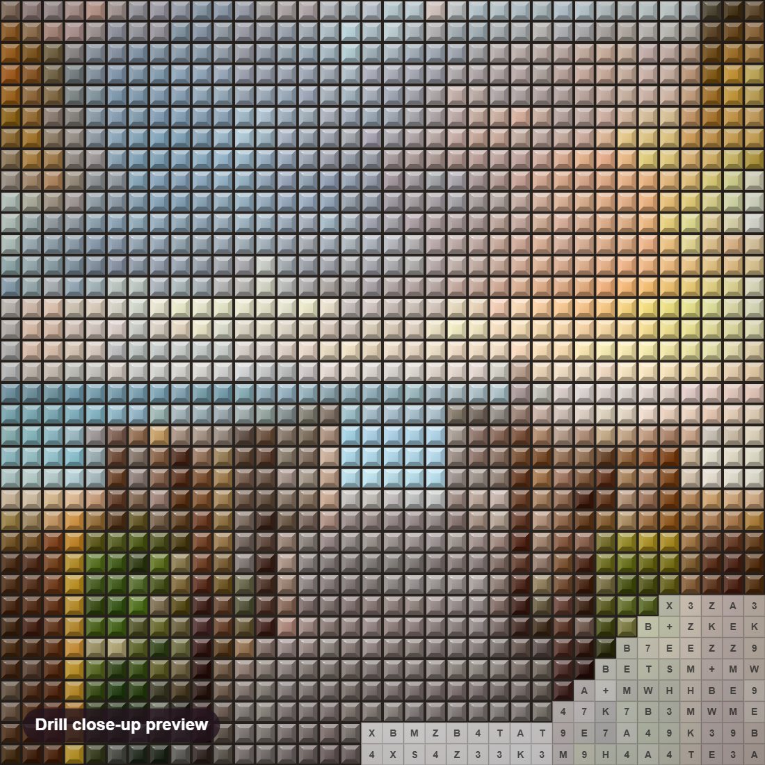 Close-up preview of the Summer Scenic Beauty diamond painting with square 5D drills and printed canvas symbols