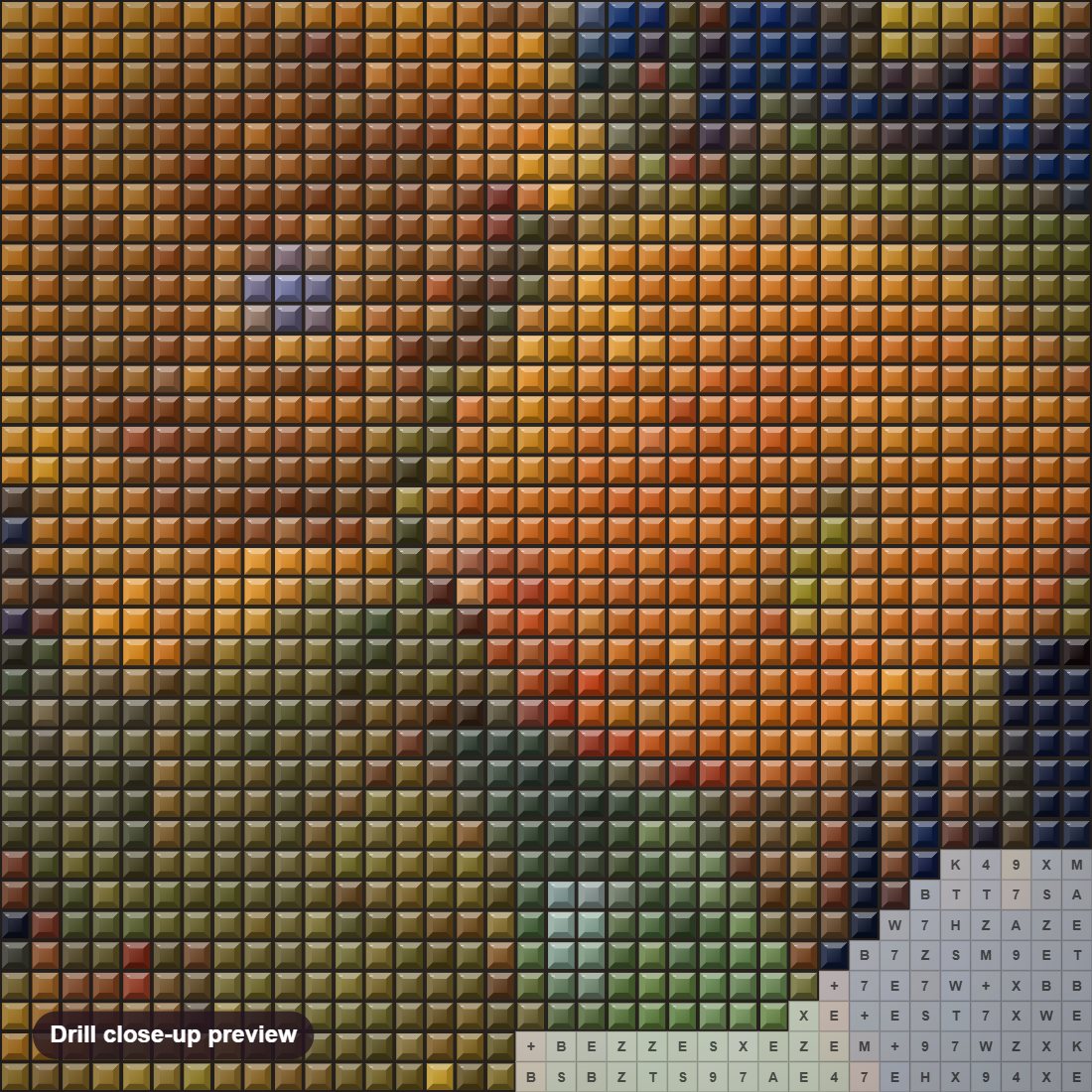 Close-up preview of the Sunflowers diamond painting with square 5D drills and printed canvas symbols