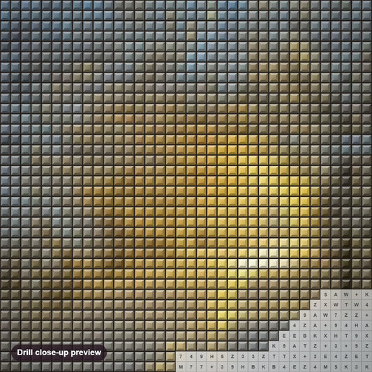 Close-up preview of the Sunshine in the Snowy Forest diamond painting with square 5D drills and printed canvas symbols