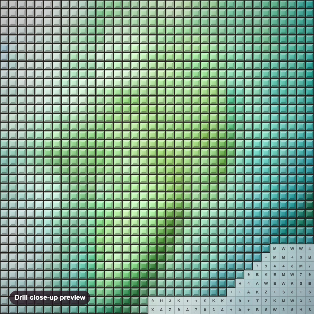 Close-up preview of the Surf's Up diamond painting with square 5D drills and printed canvas symbols