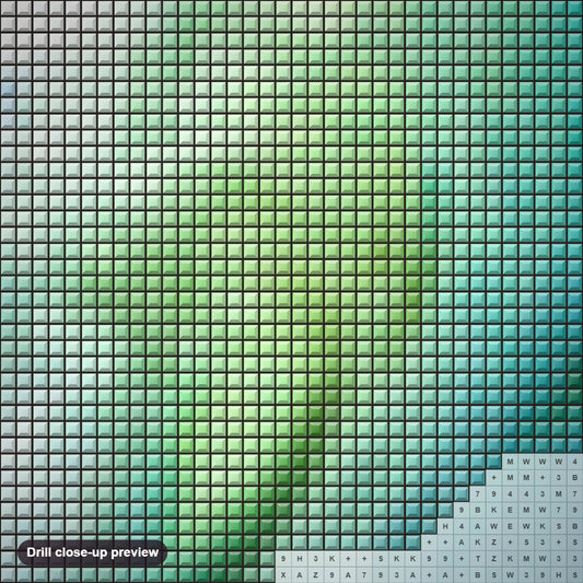 Close-up preview of the Surf's Up diamond painting with square 5D drills and printed canvas symbols