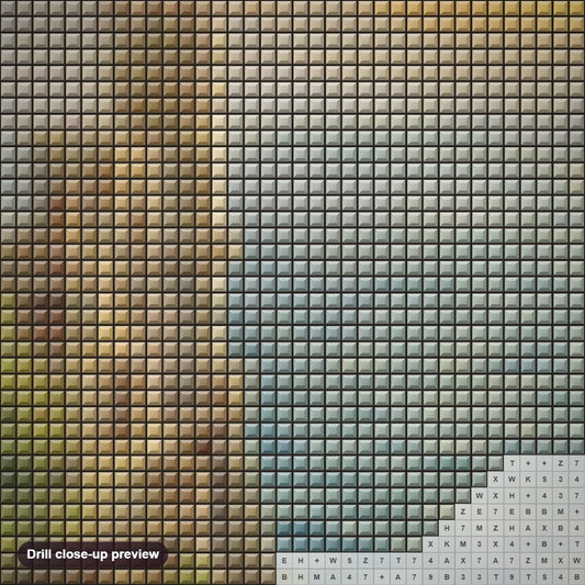 Close-up preview of the Swallow's Nest Castle diamond painting with square 5D drills and printed canvas symbols