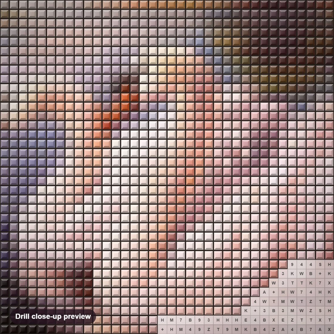 Close-up preview of the Swan Family in the Lake diamond painting with square 5D drills and printed canvas symbols