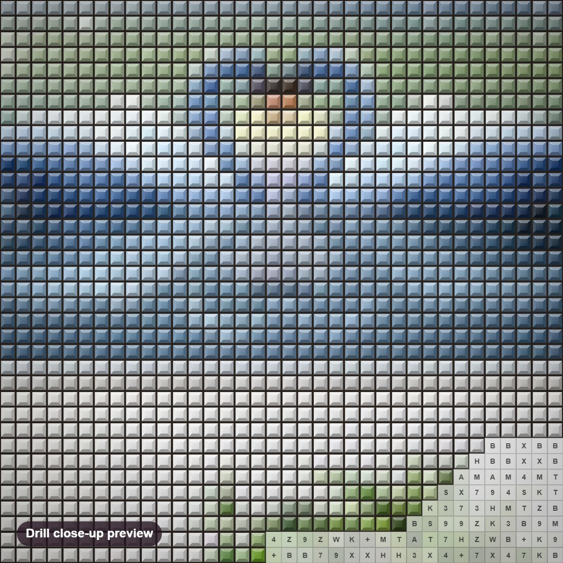 Close-up preview of the Swan Pair | diamond painting with square 5D drills and printed canvas symbols