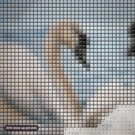 Close-up preview of the Swans Pair in Water diamond painting with square 5D drills and printed canvas symbols