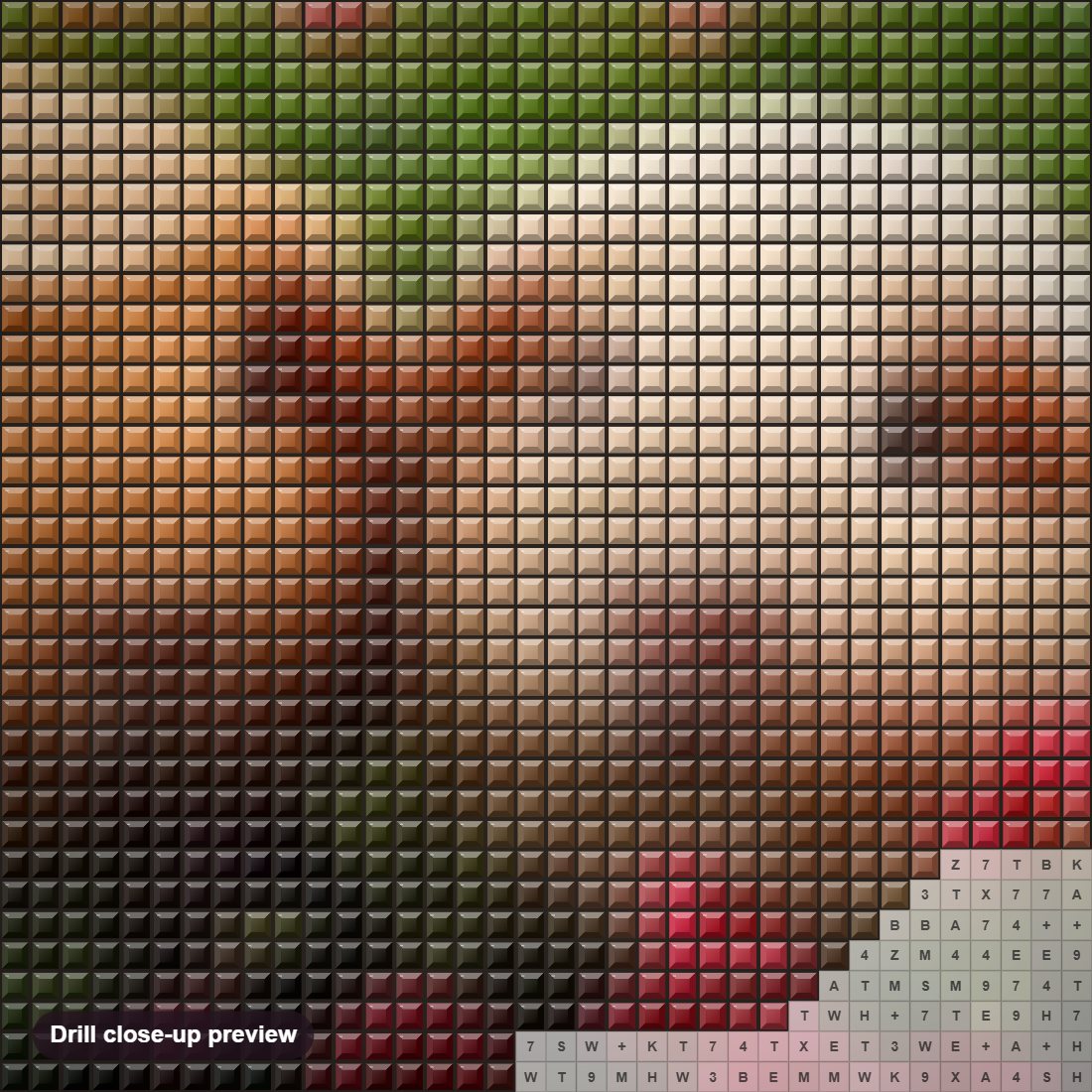 Close-up preview of the Sweet Guinea pigs Pair diamond painting with square 5D drills and printed canvas symbols