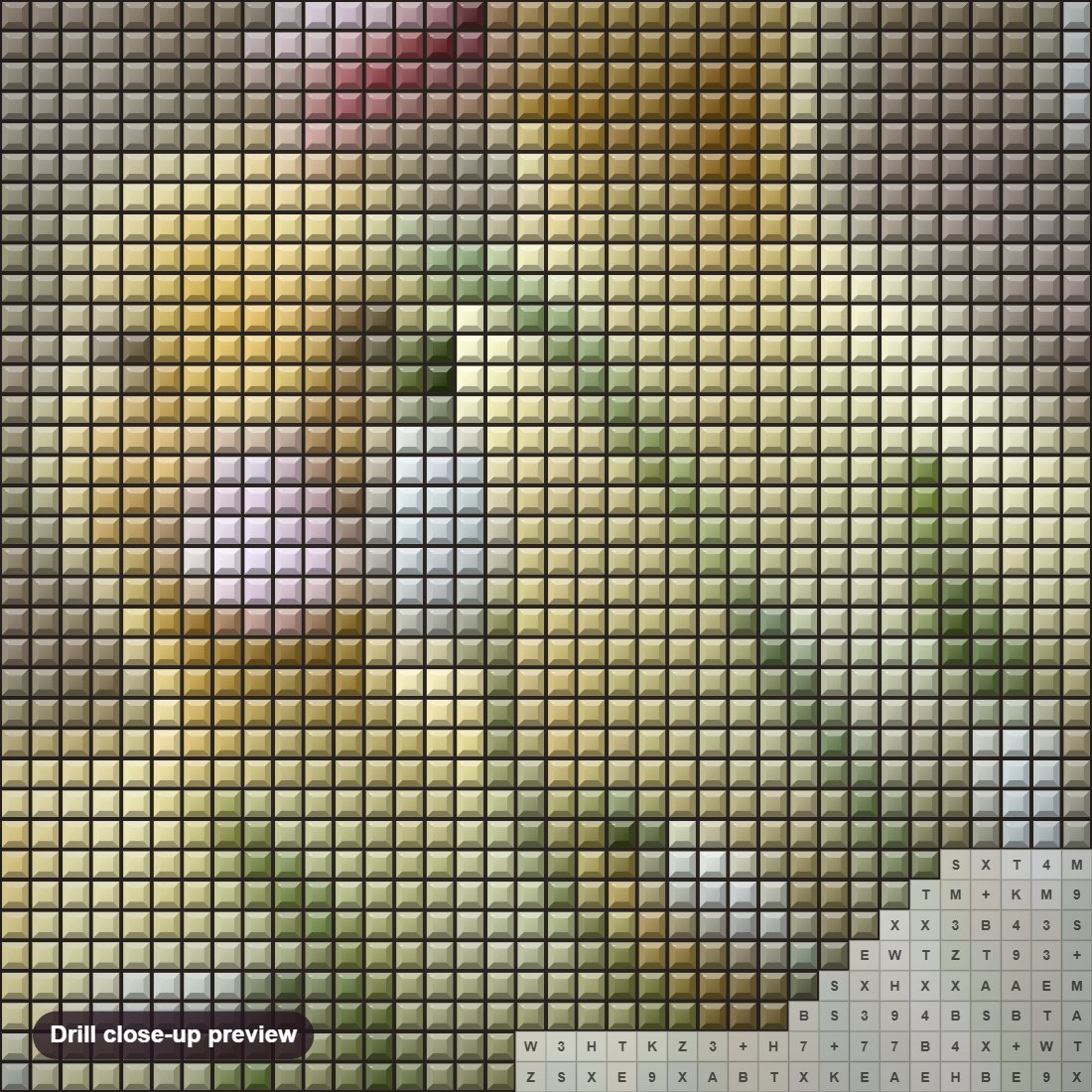 Close-up preview of the Sweet Little Ducklings diamond painting with square 5D drills and printed canvas symbols