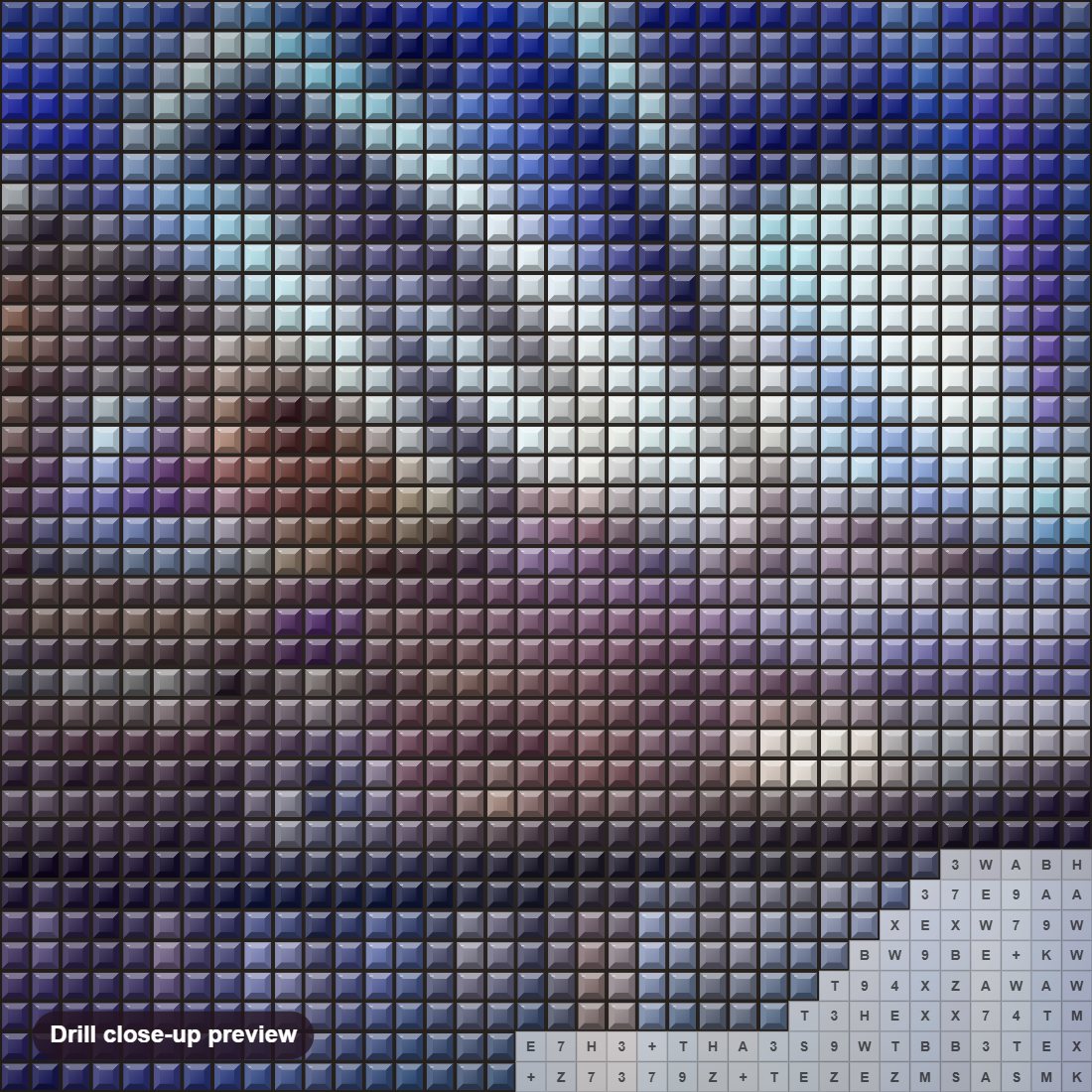Close-up preview of the Sydney Opera House diamond painting with square 5D drills and printed canvas symbols