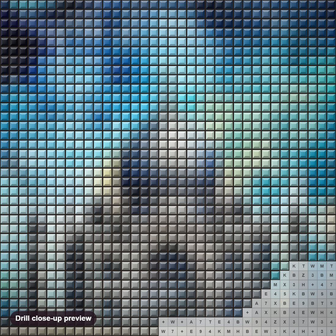 Close-up preview of the Taj Mahal diamond painting with square 5D drills and printed canvas symbols