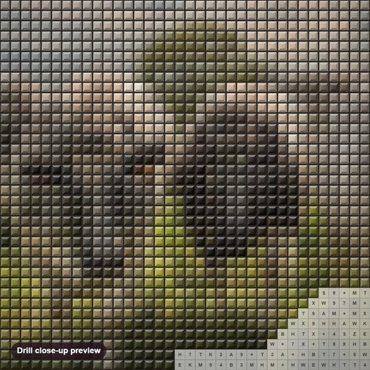 Close-up preview of the Taurine Cattle diamond painting with square 5D drills and printed canvas symbols