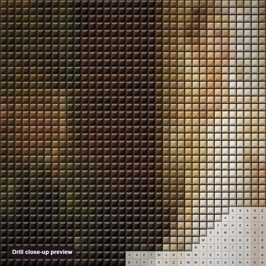 Close-up preview of the Taylor Swift diamond painting with square 5D drills and printed canvas symbols