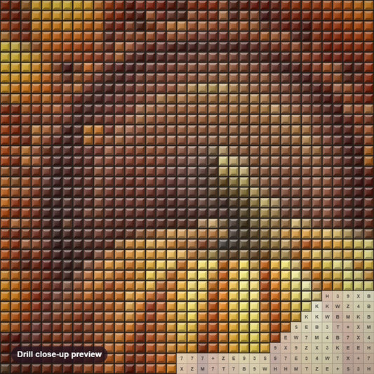 Close-up preview of the Thanksgiving Pumpkin Sunflower diamond painting with square 5D drills and printed canvas symbols