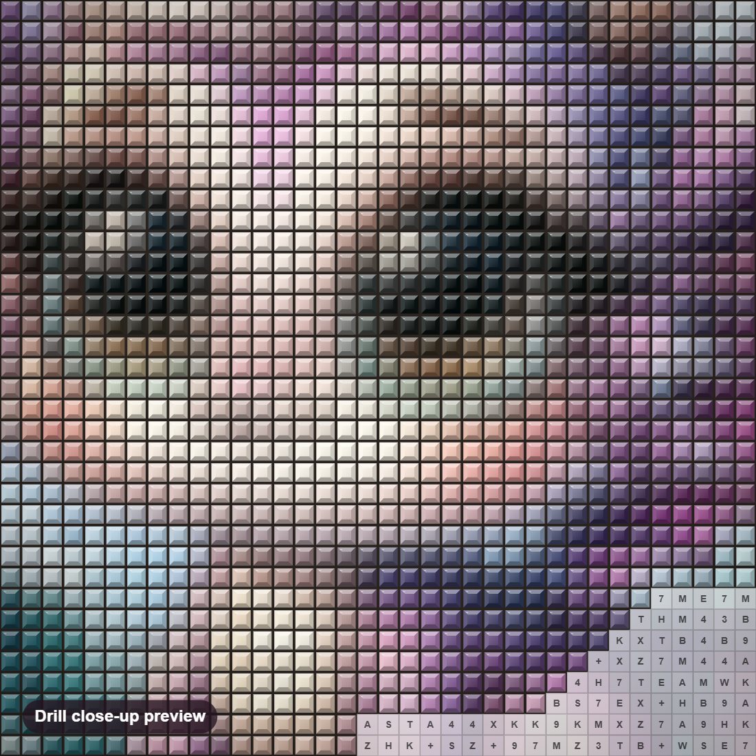 Close-up preview of the The Baby Magic Dragon diamond painting with square 5D drills and printed canvas symbols