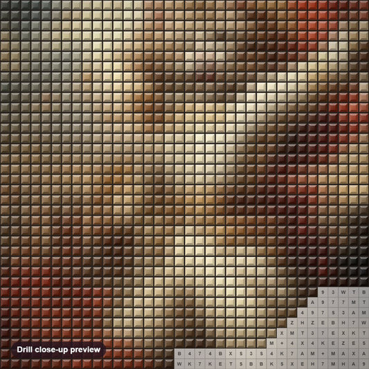 Close-up preview of the The Battle Has Just Begun diamond painting with square 5D drills and printed canvas symbols