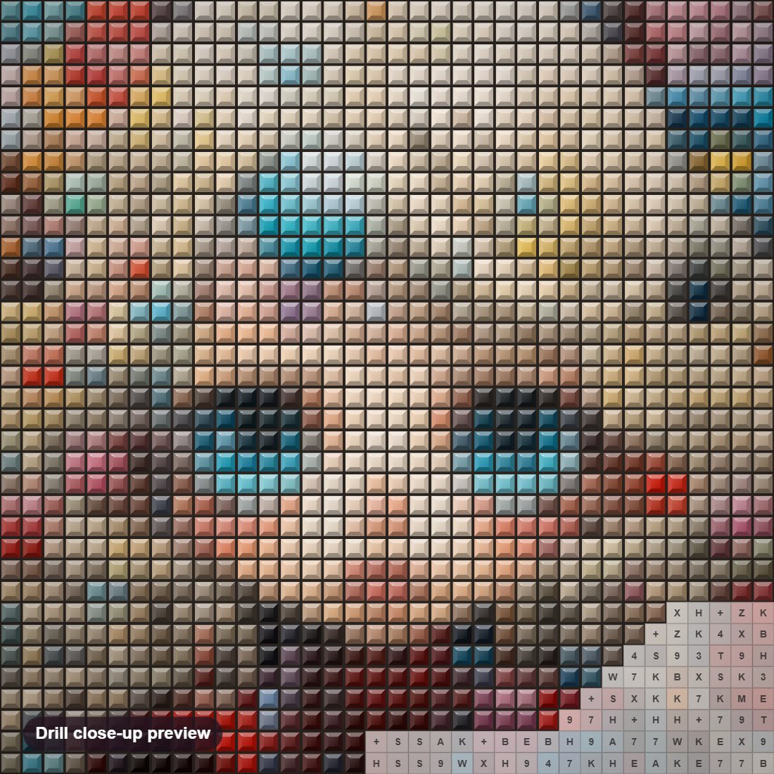 Close-up preview of the The Color Explosion diamond painting with square 5D drills and printed canvas symbols