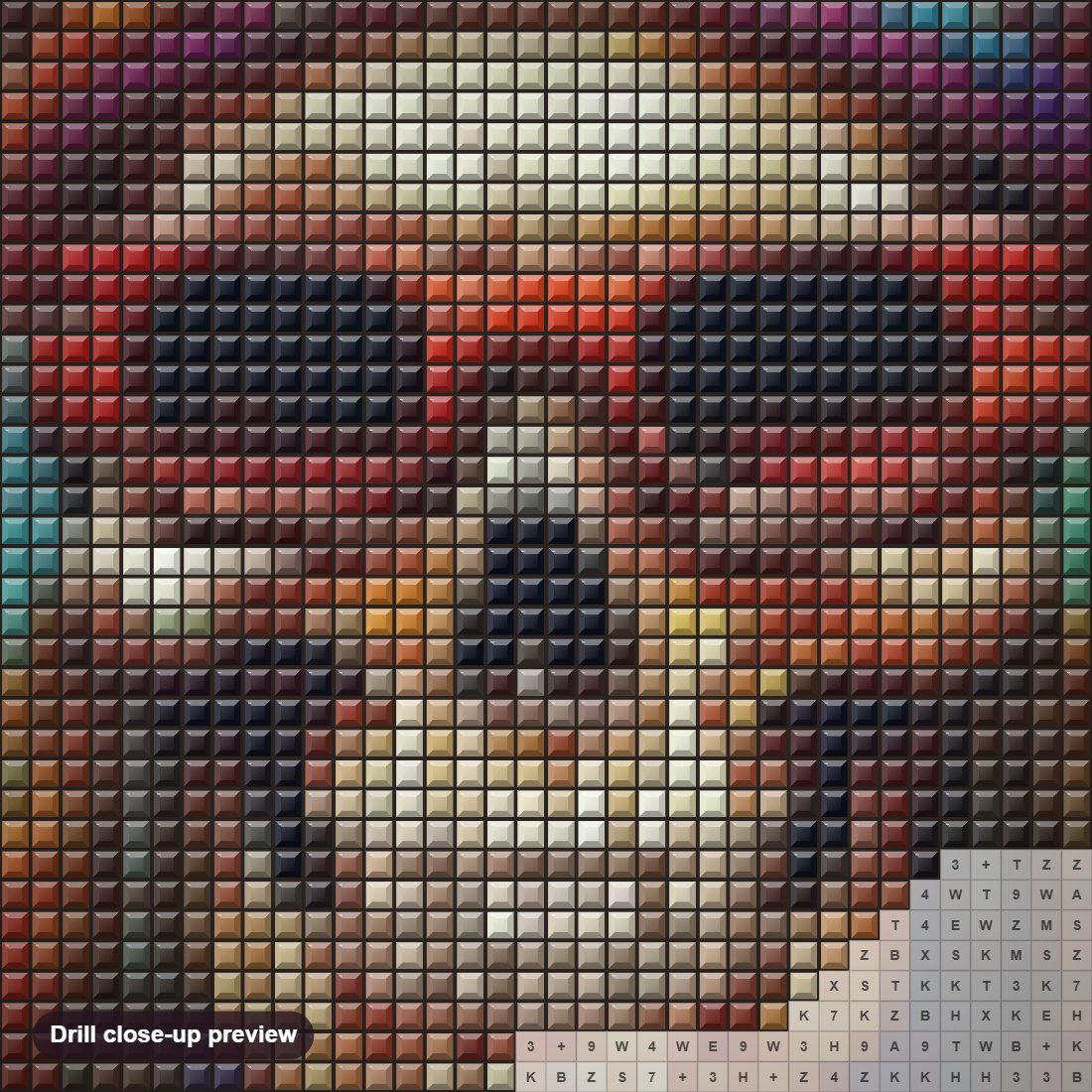 Close-up preview of the The Colorful Skull Art diamond painting with square 5D drills and printed canvas symbols