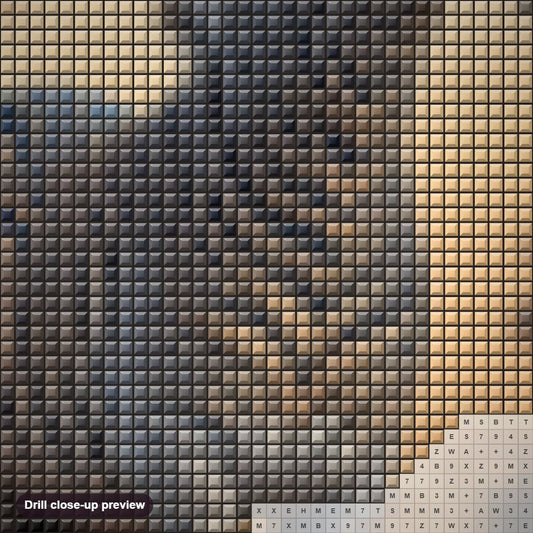 Close-up preview of the The Dazzling Beauty of Zebra diamond painting with square 5D drills and printed canvas symbols