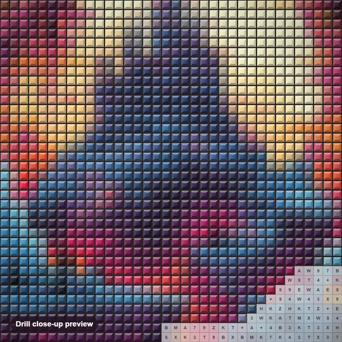 Close-up preview of the The Enchanted Palace diamond painting with square 5D drills and printed canvas symbols