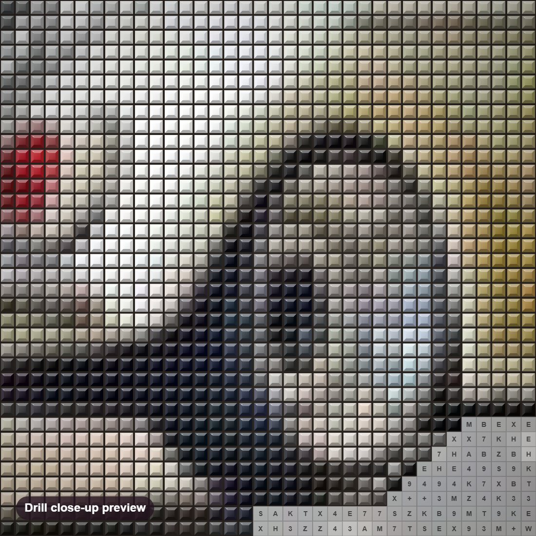 Close-up preview of the The Famous Herbie VW Beetle car diamond painting with square 5D drills and printed canvas symbols