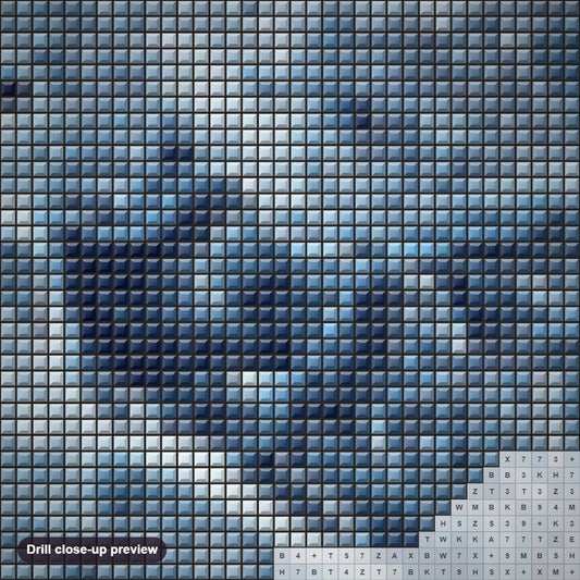 Close-up preview of the The Frozen Wild Dnieper River diamond painting with square 5D drills and printed canvas symbols