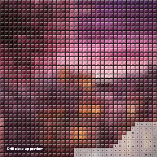 Close-up preview of the The Glory of Cherry Blossoms diamond painting with square 5D drills and printed canvas symbols