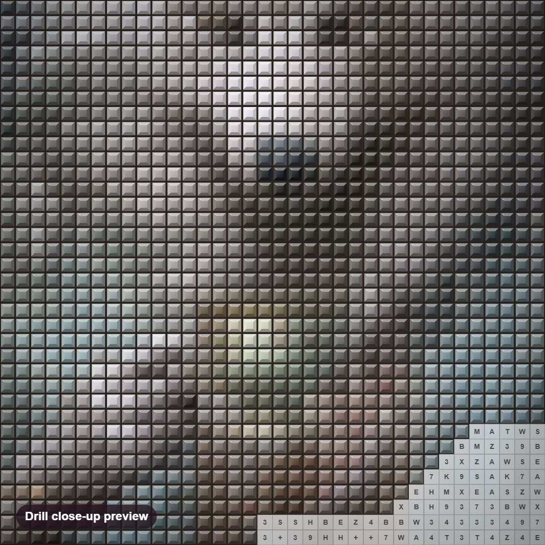 Close-up preview of the The King of the Wolf Empire diamond painting with square 5D drills and printed canvas symbols
