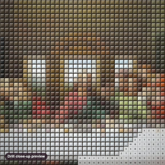 Close-up preview of the The Last Supper diamond painting with square 5D drills and printed canvas symbols
