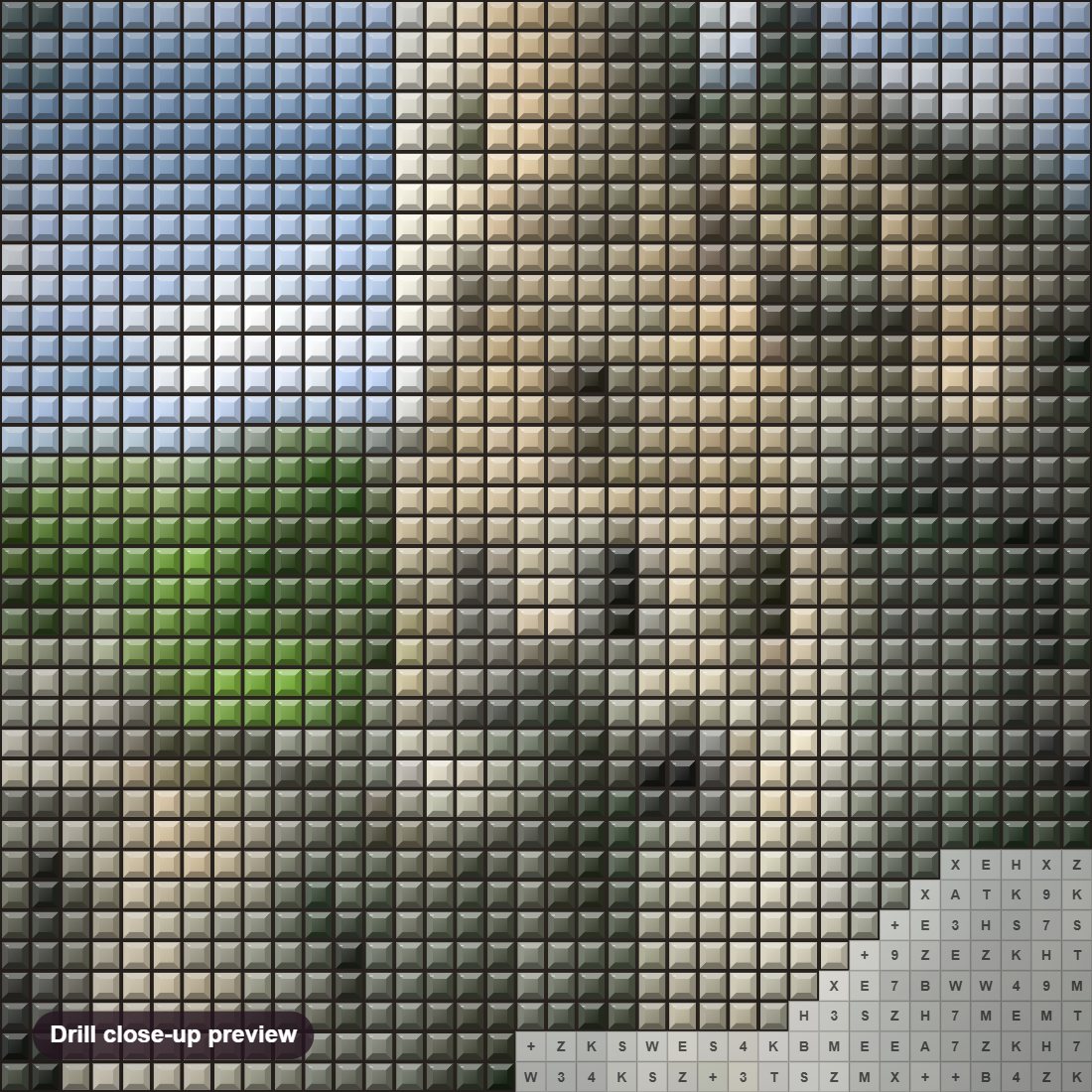 Close-up preview of the The Lichtenstein Castle diamond painting with square 5D drills and printed canvas symbols