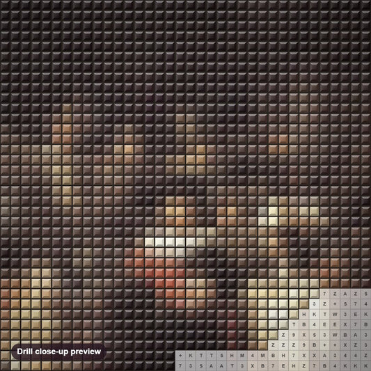 Close-up preview of the The Night Watch diamond painting with square 5D drills and printed canvas symbols