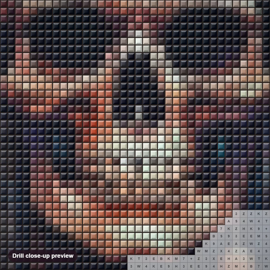 Close-up preview of the The Pirate Leader diamond painting with square 5D drills and printed canvas symbols