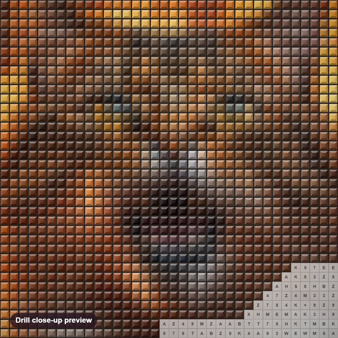 Close-up preview of the The Roaring Cat diamond painting with square 5D drills and printed canvas symbols