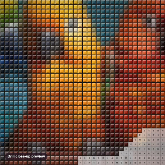 Close-up preview of the The Splendor of Colorful Parrots diamond painting with square 5D drills and printed canvas symbols