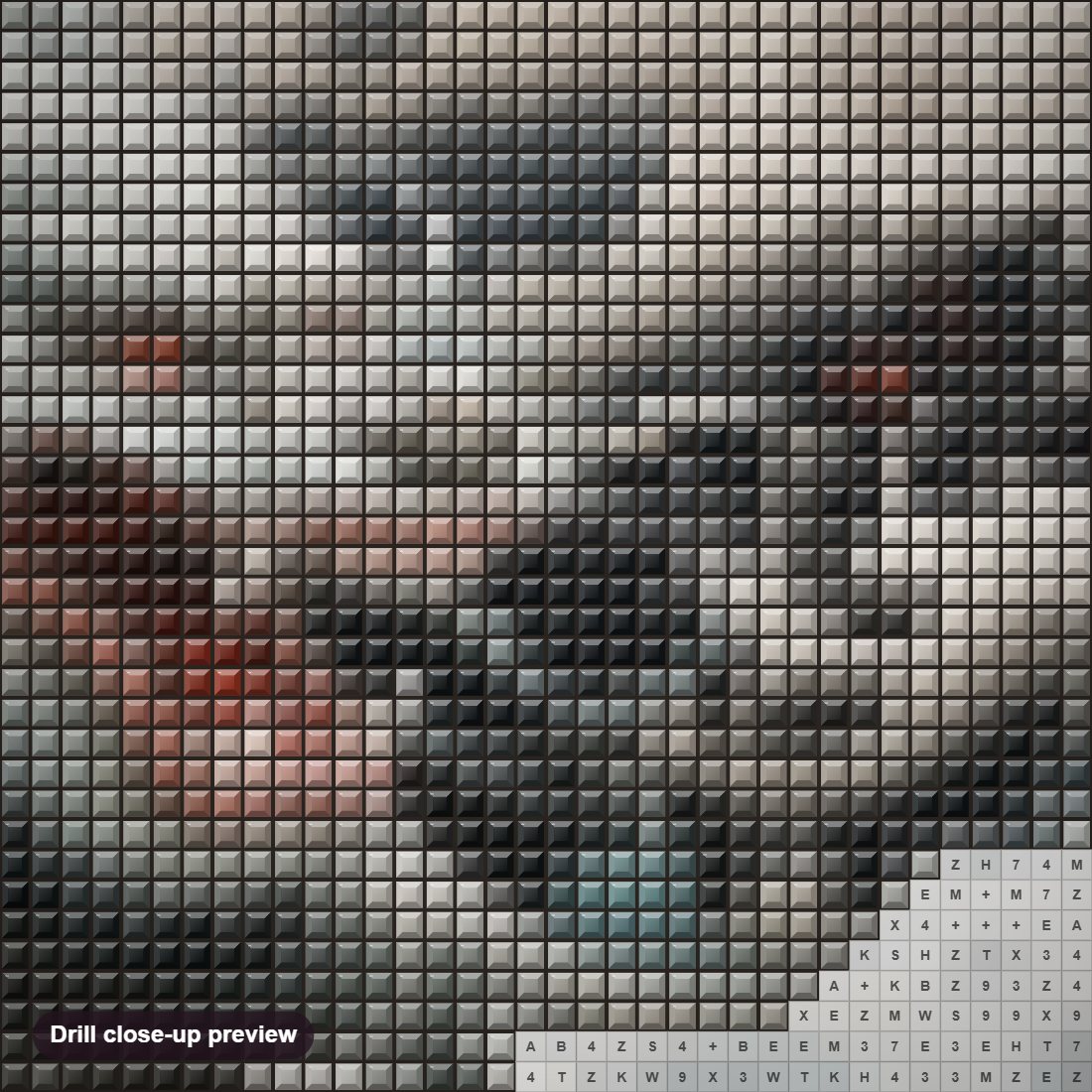 Close-up preview of the The Water Dragon diamond painting with square 5D drills and printed canvas symbols