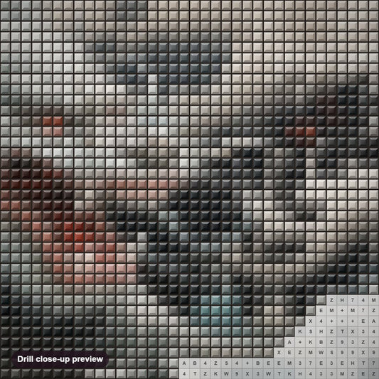Close-up preview of the The Water Dragon diamond painting with square 5D drills and printed canvas symbols