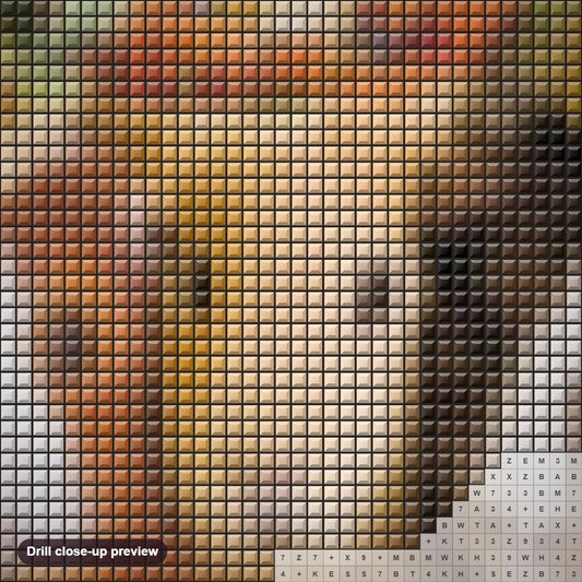 Close-up preview of the Three Guinea pigs in Hats diamond painting with square 5D drills and printed canvas symbols