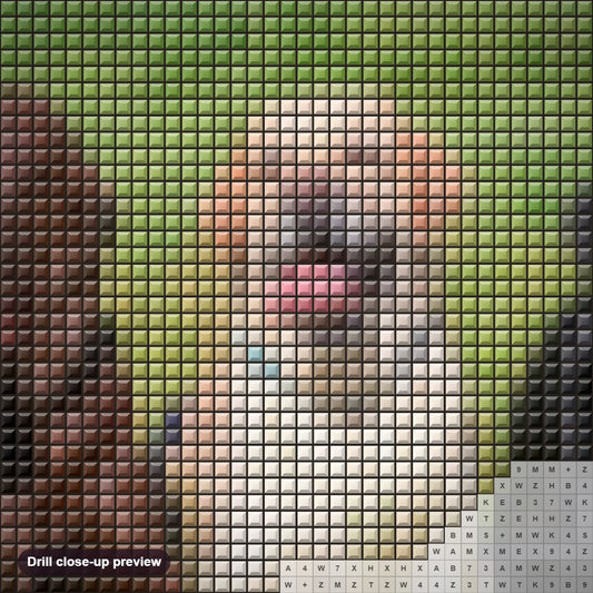 Close-up preview of the Three Labrador Retrievers diamond painting with square 5D drills and printed canvas symbols