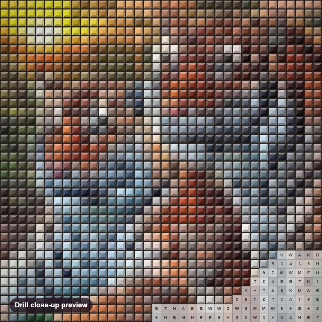 Close-up preview of the Tiger Family in the Forest diamond painting with square 5D drills and printed canvas symbols