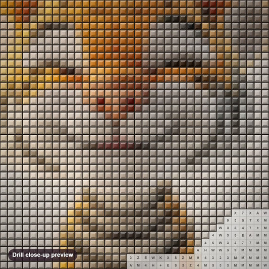 Close-up preview of the Tiger Kid's Cheerful Charm diamond painting with square 5D drills and printed canvas symbols