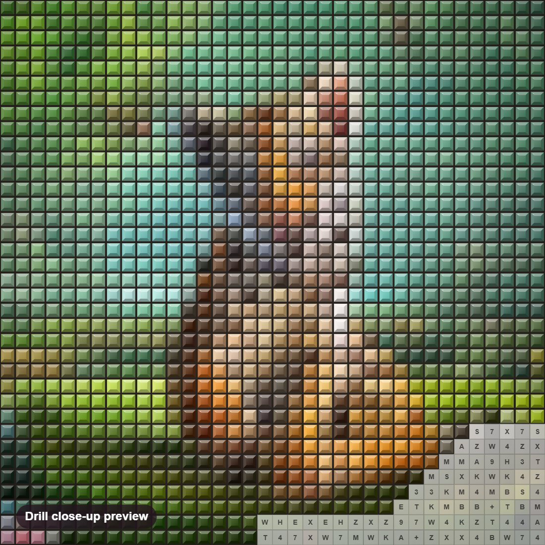 Close-up preview of the Tiger Sitting in Water Pound diamond painting with square 5D drills and printed canvas symbols
