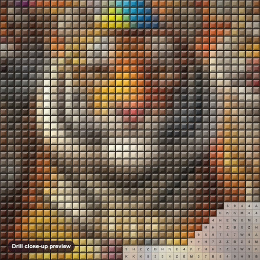 Close-up preview of the Tiger's Birthday Celebration diamond painting with square 5D drills and printed canvas symbols
