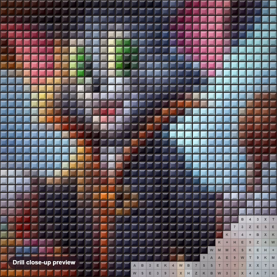 Close-up preview of the Tom with Halloween Sweets diamond painting with square 5D drills and printed canvas symbols