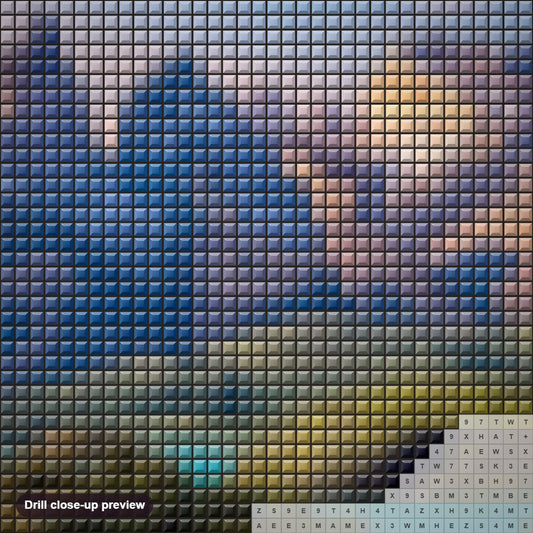 Close-up preview of the Torres del Paine National Park diamond painting with square 5D drills and printed canvas symbols