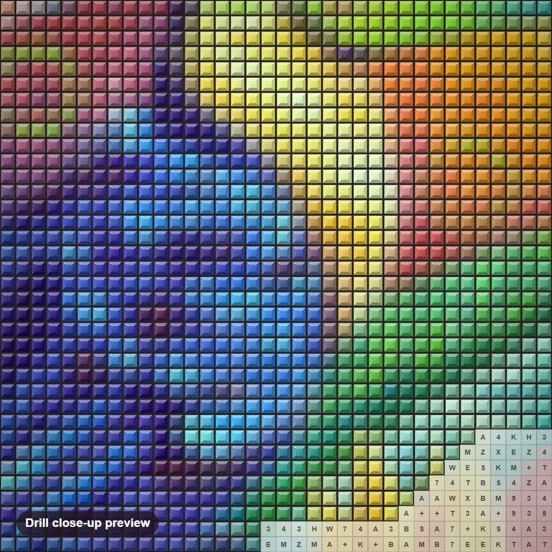 Close-up preview of the Toucan Among Birds of Paradise diamond painting with square 5D drills and printed canvas symbols