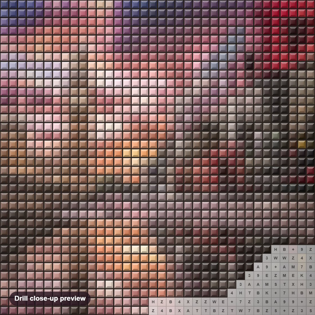 Close-up preview of the Tour to London Streets diamond painting with square 5D drills and printed canvas symbols