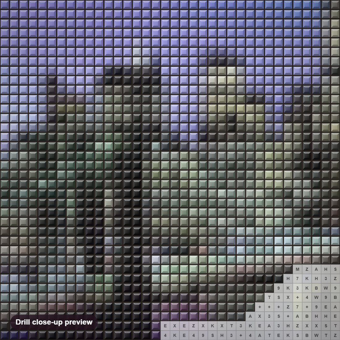 Close-up preview of the Tower Bridge in London diamond painting with square 5D drills and printed canvas symbols