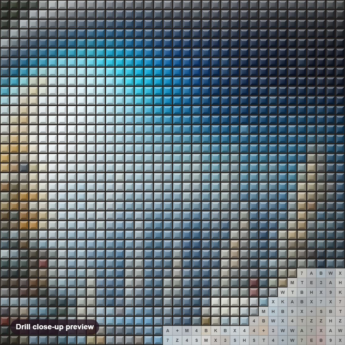 Close-up preview of the Toyland Christmas diamond painting with square 5D drills and printed canvas symbols
