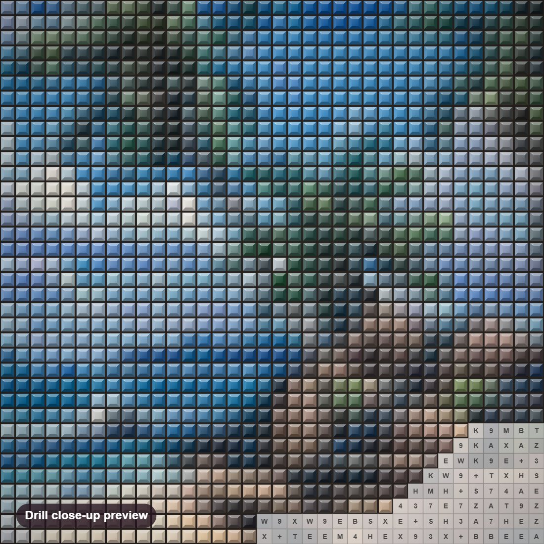 Close-up preview of the Tropical Paradise diamond painting with square 5D drills and printed canvas symbols