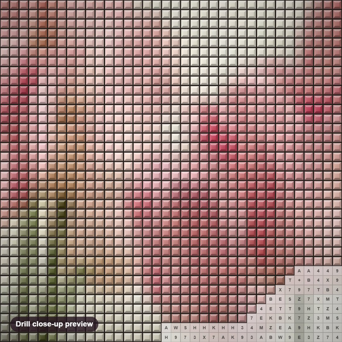 Close-up preview of the Tulips 3D diamond painting with square 5D drills and printed canvas symbols